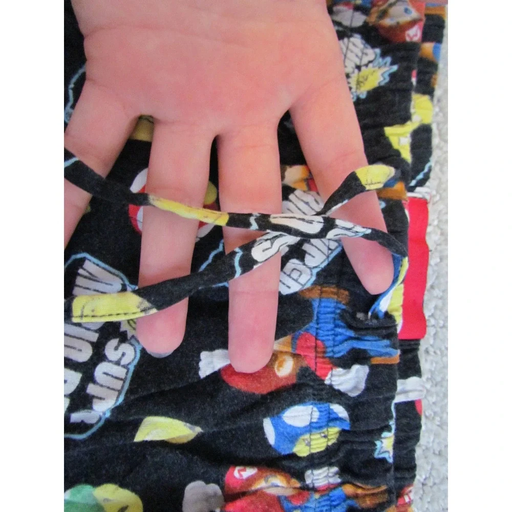 Nintendo Super Mario Bros Pajama Pants Lg Black Character Print Gamer Sleepwear